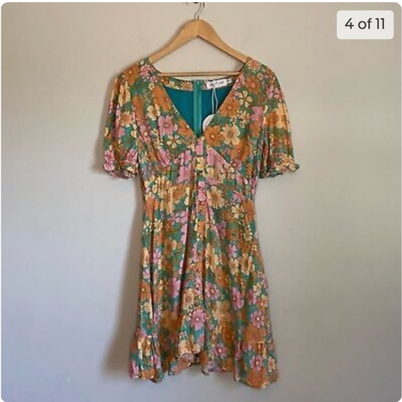 Petal + Pup Jeffree Retro Floral Boho Ruffle Mini Sun Dress (size 2) - Picture 5 of 7
